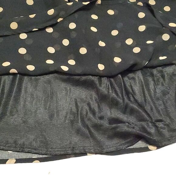 Monteau Black & Tan Polka Dots 60s Vibes Retro Flare Mini Dress - Picture 7 of 9